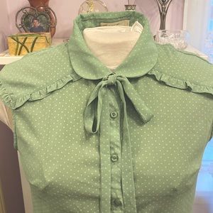 Cute polka dot mint green cottage core top